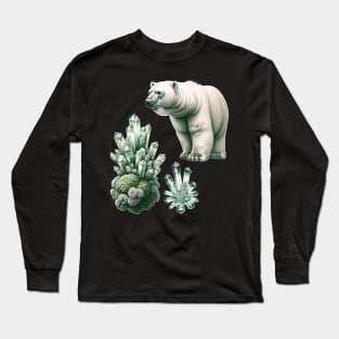 Arctic Elegance: Moss, Crystal, and Bear Long Sleeve T-Shirt